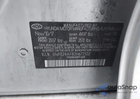 2018 Hyundai Sonata Se из США, поврежденный, VIN 5NPE24AF8JH672502